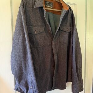 Jachs Men's Blue-Gray Herringbone Shirt Jacket with Contrast Collar